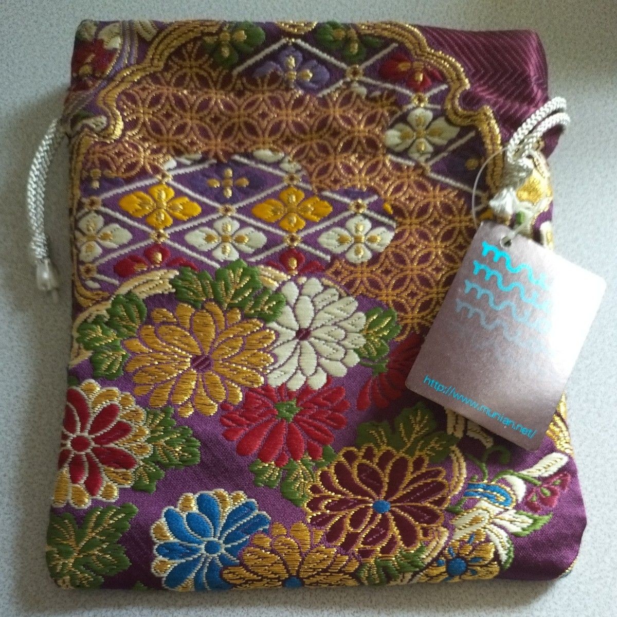 Japanese pattern drawstring purse - image 1
