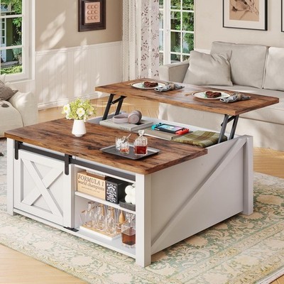 31.5'' Lift Top Coffee Table with Storage, Farmhouse Square Coffee Table