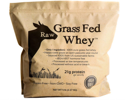 Raw Grass Fed Whey Protein Powder, Unflavored, 5 lb, No Additives
