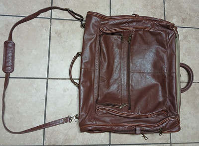 Pre-Owned Great Condition Ameri Leather Garment Travel Bag/Case Brown #2435-2