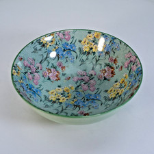 A very unusual Shelley "Melody Chintz" footed bowl. C.1930.