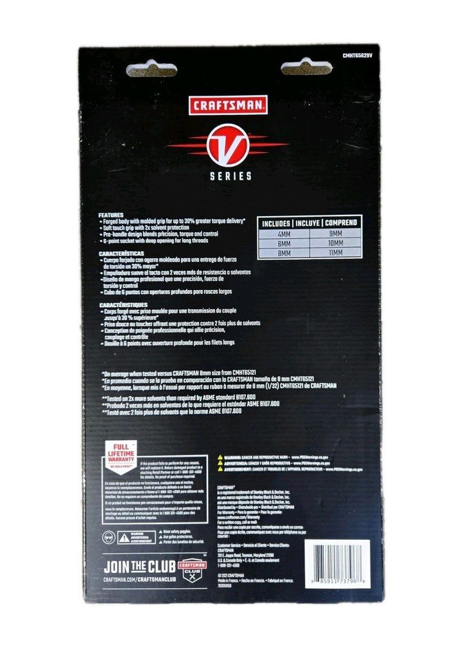 CRAFTSMAN V-Series Metric Hex Nut Driver Set 6 Piece CMHT65629V New | eBay