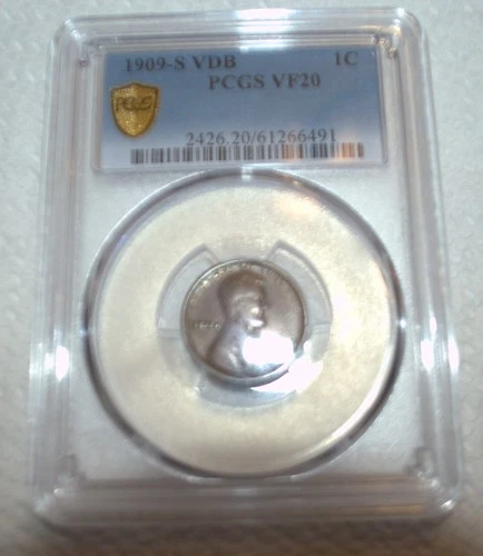 1909-S VDB LINCOLN CENT GRADED VF-20 by PCGS HOUSED IN GOLD LABEL HOLDER **NICE*