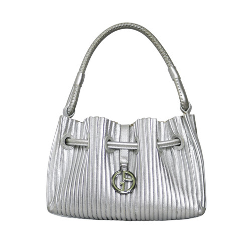 rare Giorgio Armani silver pleated leather bag