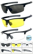 Sports Half Rim Inner Bifocal Reading Sunglasses Sun Reader Smoke Yellow Clear
