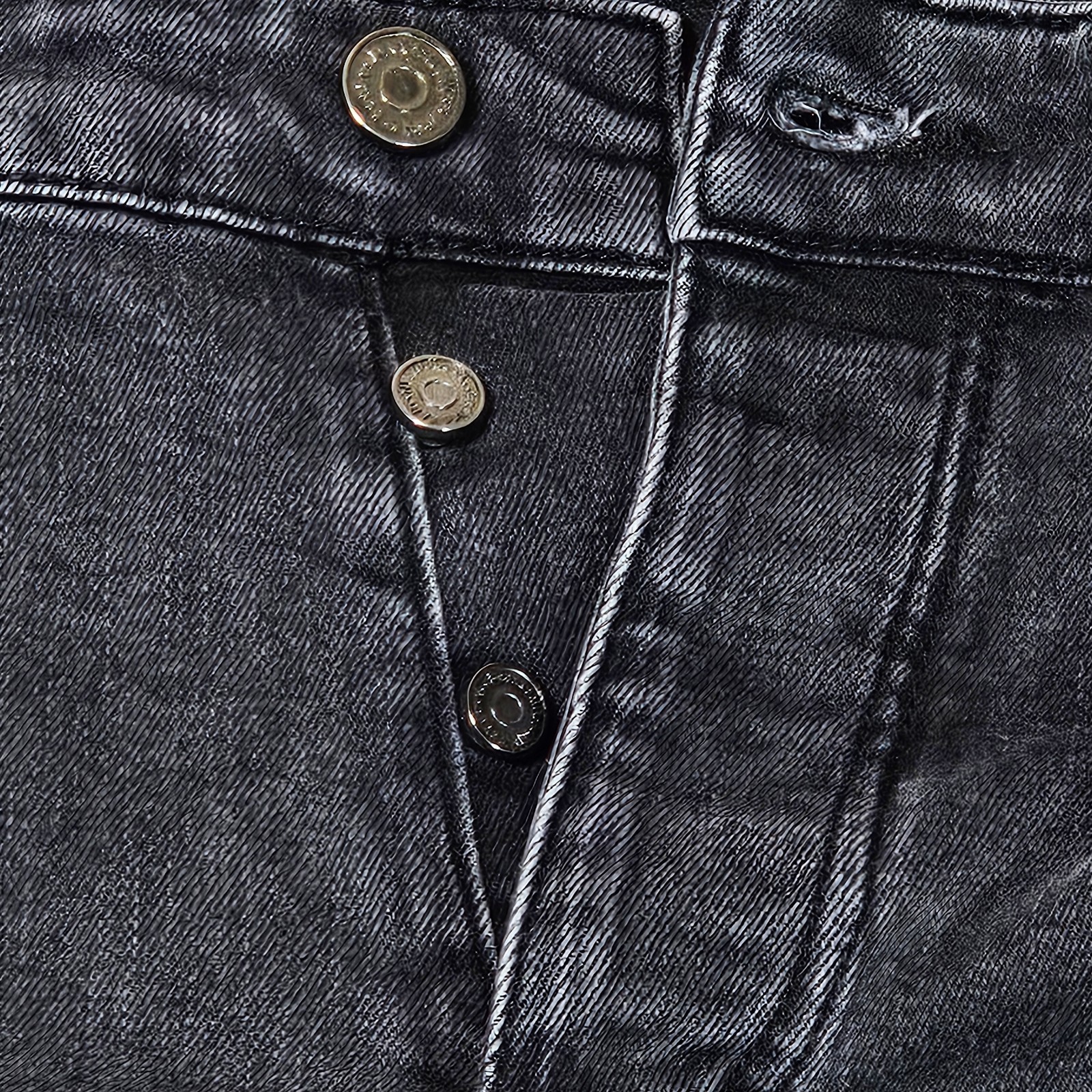 BooHoo MAN Jeans Men's 38 Measure: 38x31 Black Distressed Straight Button Fly