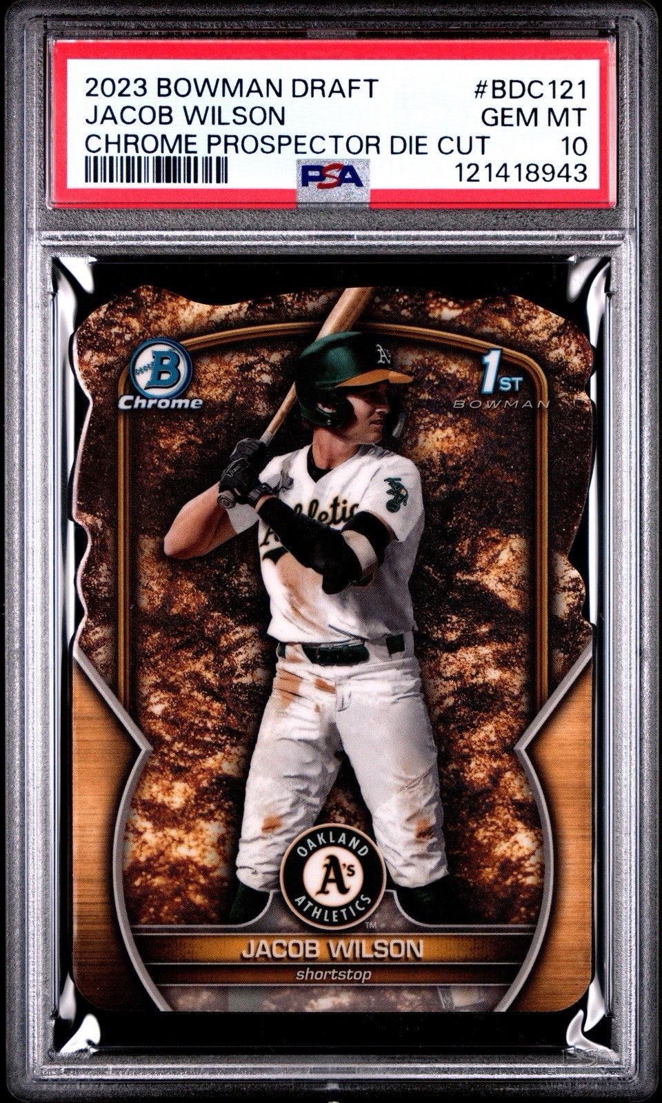 2023 Bowman Draft - Jacob Wilson - 1st RC Chrome Prospector Die Cut /49 - PSA 10