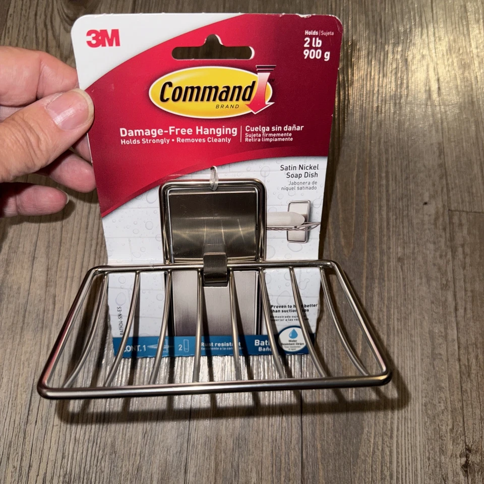 Command 3M мыльница для душа без повреждений без инструментов бар мыло атласный никель новый - Изображение 2 из 4