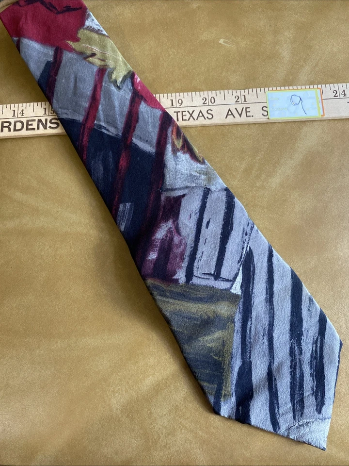 JTBeckett All Silk Necktie Men's Abstract Art Deco Design Muted Colors54X4” - Image 2 of 4