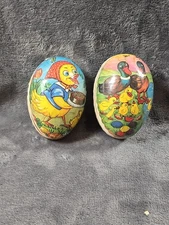 Vintage 1950s Paper Mache Egg German Democratic Republic 3.5 In Easter Rabbit 