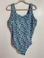 Lands End One Piece Swimsuit 20-22W Blue Beach Resort Cruise Slimming Tanning