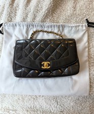 Vintage CHANEL Diana Flap Quilted Patent Leather Shoulder Bag Small