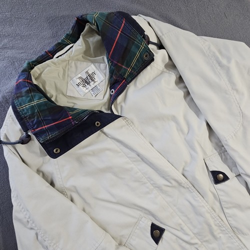 Mulberry, Vintage 90’s Mulberry Street Jacket Men's Medium Pockets Beige Full Zip