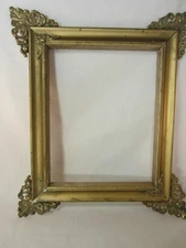 *Antique Frame Victorian Stamped Brass Double Corner Fittings Rococo Baroque
