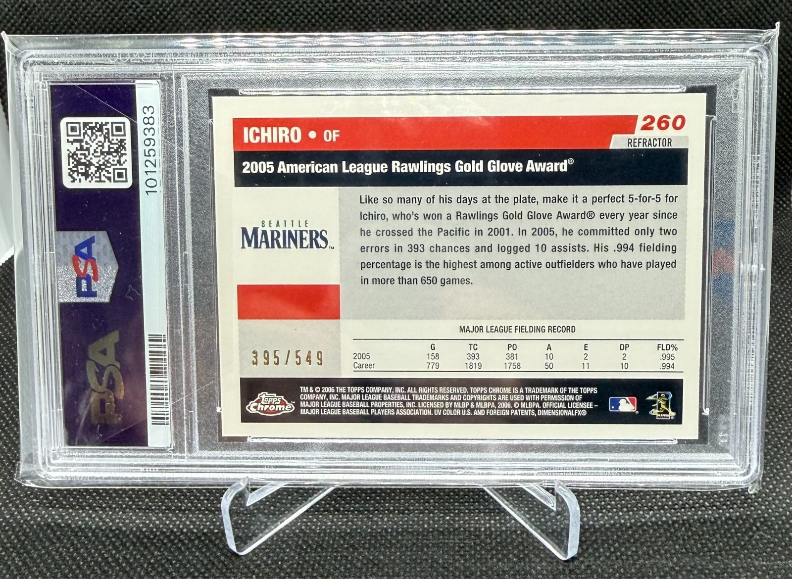 2006 Topps Chrome - Ichiro Suzuki #136 Black Refractor /549 - PSA 8 - LOW POP view 2
