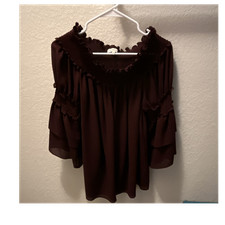 Max Studio Off-the-Shoulder Ruffle Smocked Tu...