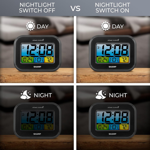 Atomic Digital Alarm Clock, Battery Operated Self-Setting Digital Wall or Desk C - Picture 3 of 12