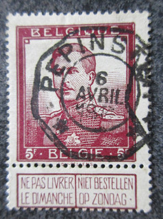BELGIQUE timbre N° 122 oblitéré cote 35 € aminci lot NM79 80