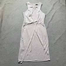 Karen Millen Dress Womens 8 Blush Pink Sleeveless Faux Wrap Flowy Pencil Zip