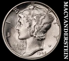 1945 Silver Mercury Dime - Choice Gem Brilliant Unc++++  Lustrous  #K3220