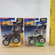 Hot Wheels Monster Trucks Back To the Future + Batman 66 Batmobile 1:64 Lot Toy 