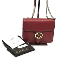 Gucci Interlocking G Bag Crossbody Shoulderbag Red Leather