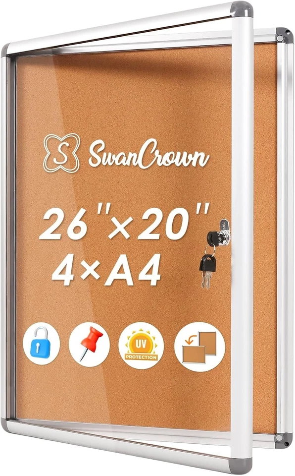 26x20 Inch Tamper-Proof Cork Noticeboard with Silver Frame - Easy Installation - Image 3 of 4