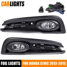 Fit For 2013-2015 Honda Civic 4Dr Sedan Front Fog Lights Lamps+Covers w/Switch