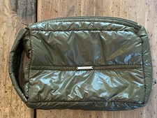 ANORAK Quilted Puffer Down ZIP CLOSE Bag/Pouch with Handle. DARK GREEN. EUC