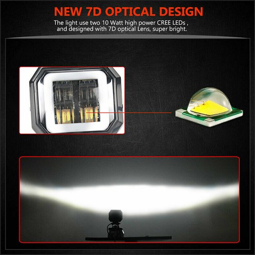 3inch LED Work Light Bar Spot Driving Fog Pods DRL Red Halo Offroad 4WD ATV SUV - Picture 3 of 11
