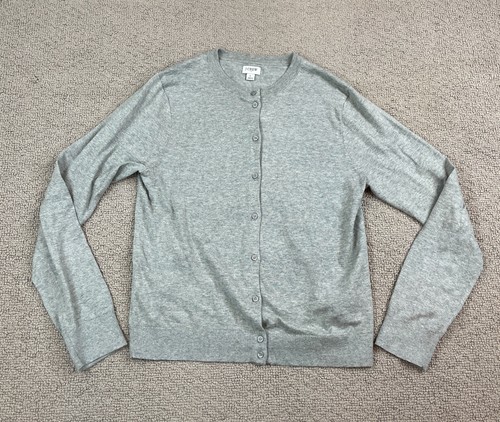 Jcrew Women S Sz Large Gray Tight Knit Cardigan 100 Cotton Ebay