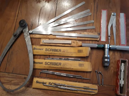 Machinist Lot Starrett , USED, scrbers ,feeler gauge, scales, etc