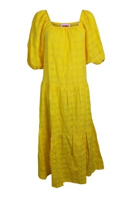 SOLID & STRIPED Sunshine Yellow Tonal Plaid Peasant Dress (XS) | eBay
