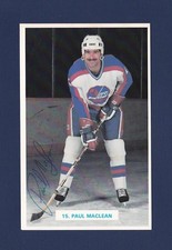 Paul MacLean signed Winnipeg Jets team issued hockey postcard