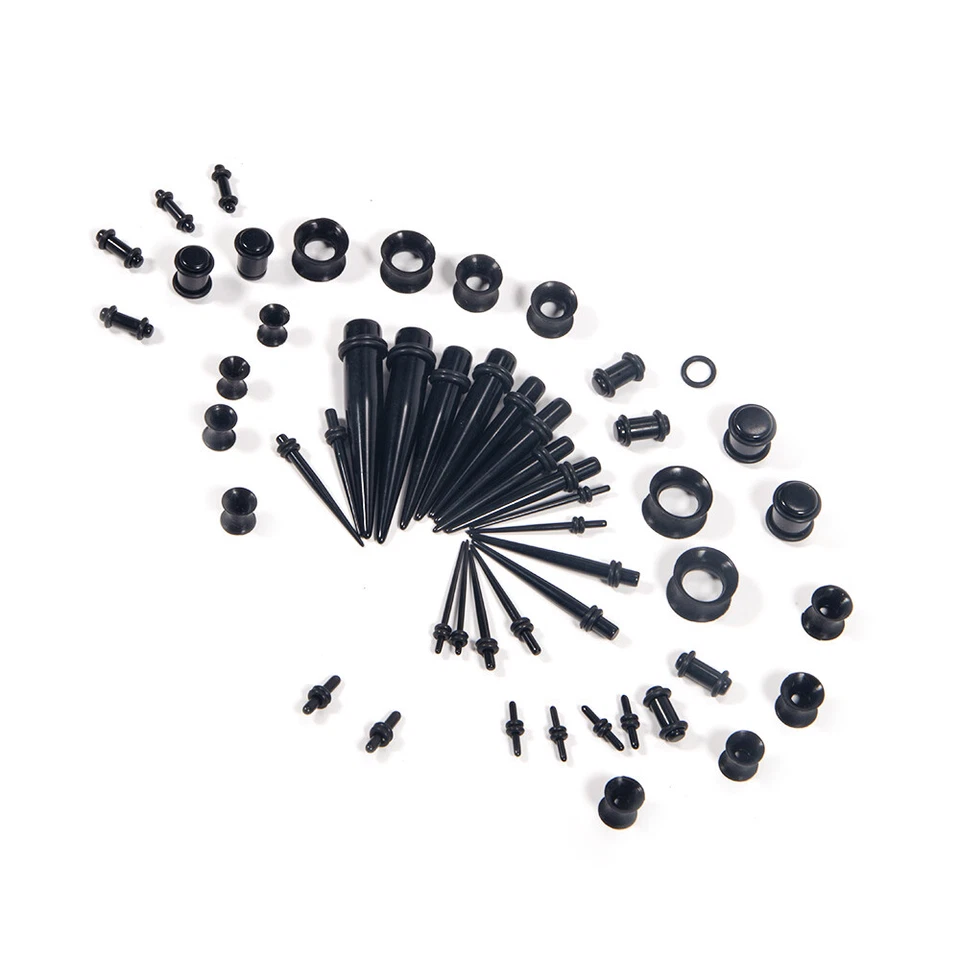 Kit de estiramiento de oreja de 50 piezas 14G-00G medidores de oreja cónicos tapones túneles juego expansor Foto 3 de 4