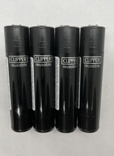 CLIPPER Genuine Refillable Gas Lighter Solid Black X 4 - Picture 1 of 4