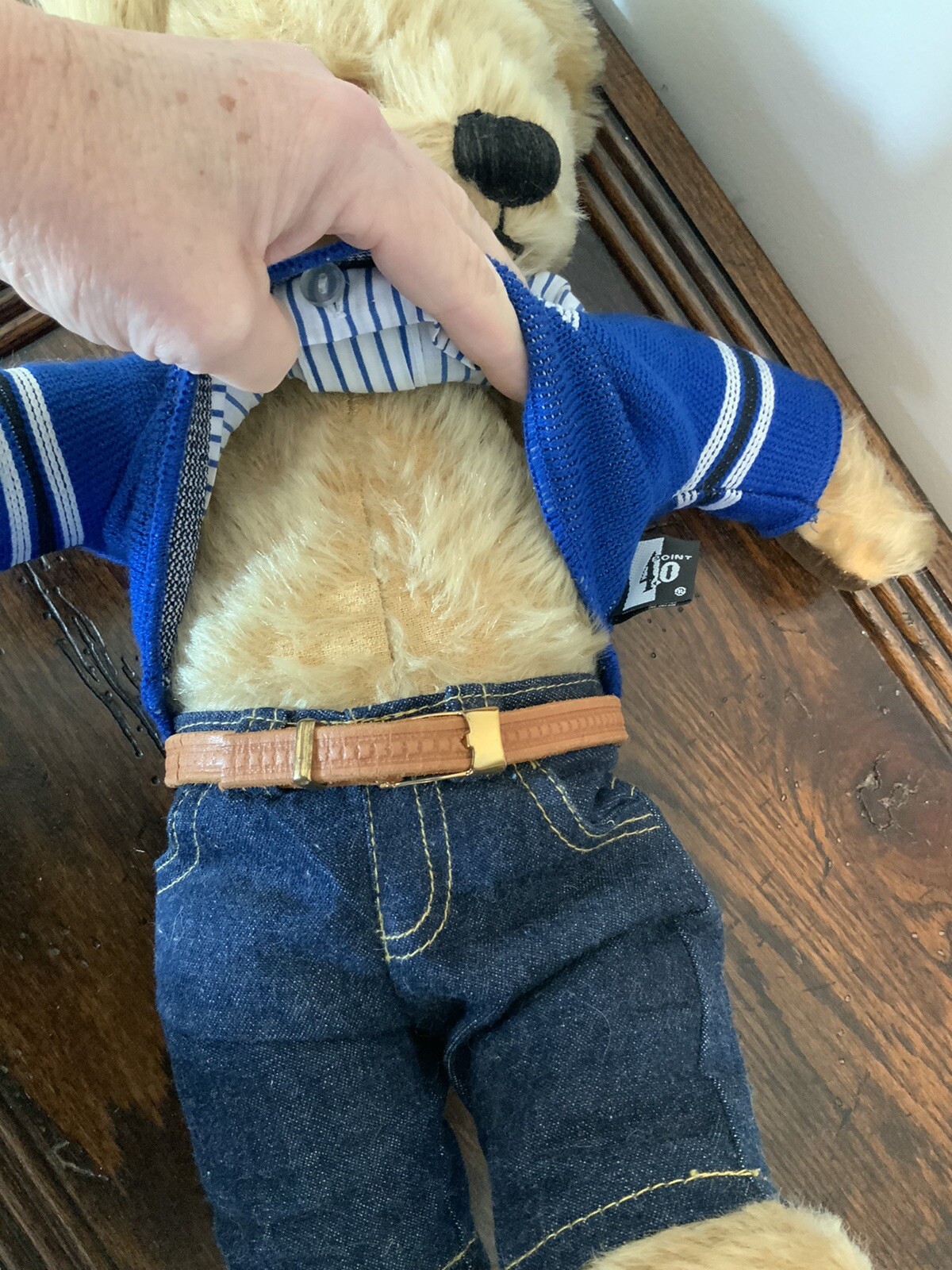 Vintage Chad Valley English Mohair Teddy Bear In Lee Jeans/kansas City