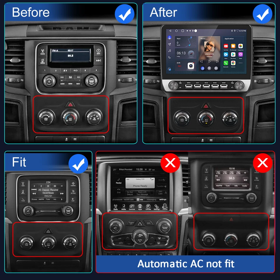 10.1"128G Android14 Carplay Car Radio SWC For 2013-2018 Dodge Ram 1500 2500 3500 - Image 2 of 4
