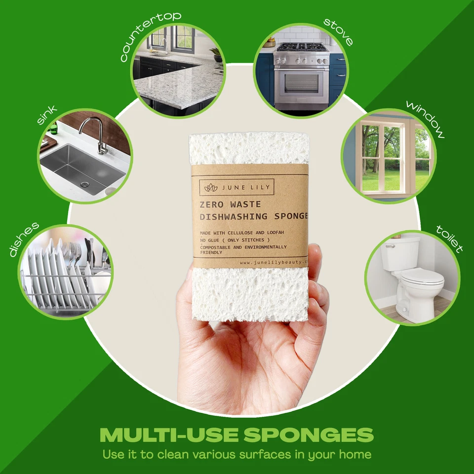 JuneLily Natural Eco Friendly Kitchen Sponge Non-Scratch Scrubber Compostable - Image 4 of 4