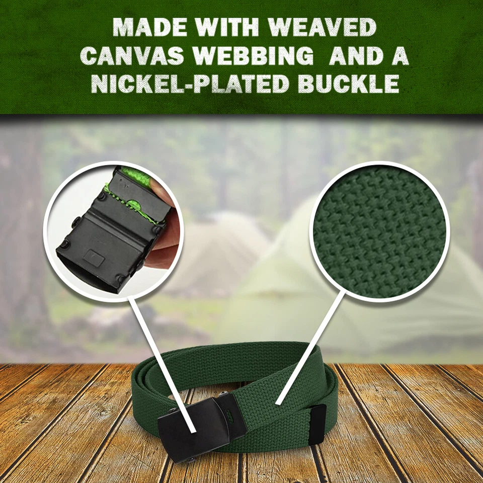 Hold’Em Military Canvas Webbing Belts for MEN’S–Black Buckle – Universal Heavy D - Image 4 of 4