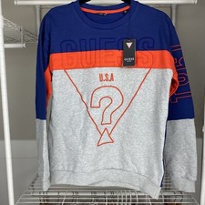 Image of Guess Big Boys Long Sleeve Sweatshirt Blue Orange Gray Size 14 NWT NEW