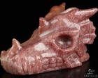 4.0" Strawberry Quartz Hand Carved Crystal Dragon Skull Sculpture, Healing