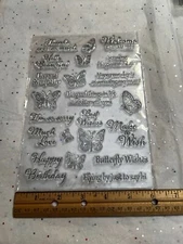 NEW Butterfly Phrases  8.5x6 - Clear STAMP -Save when you buy more