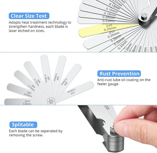 CAMWAY 2Pc Feeler Gauge Set – 32 Straight + 16 Offset Blades, Metric/Inch - Picture 5 of 9