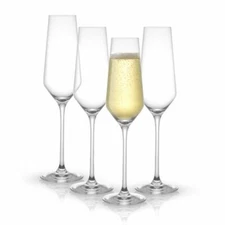 JoyJolt Layla Champagne Glasses 6.7 oz Set of 4 European Crystal Flutes