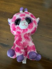 TY Beanie Boos Twigs Pink Giraffe Purple Glitter Eyes Stuffed Animal Toy
