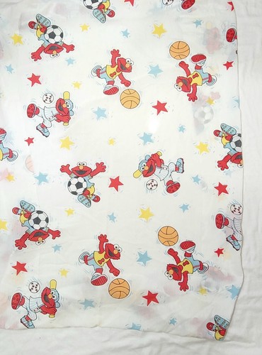 Vintage Carters Elmo Crib Sheet Fitted & Flat 2 Pc Set Soccer Sports Toddler USA - Picture 5 of 22