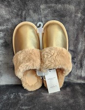 New winter holiday Christmas women Rae Metallic gold Scuff Slippers M 7/8 L 9/10