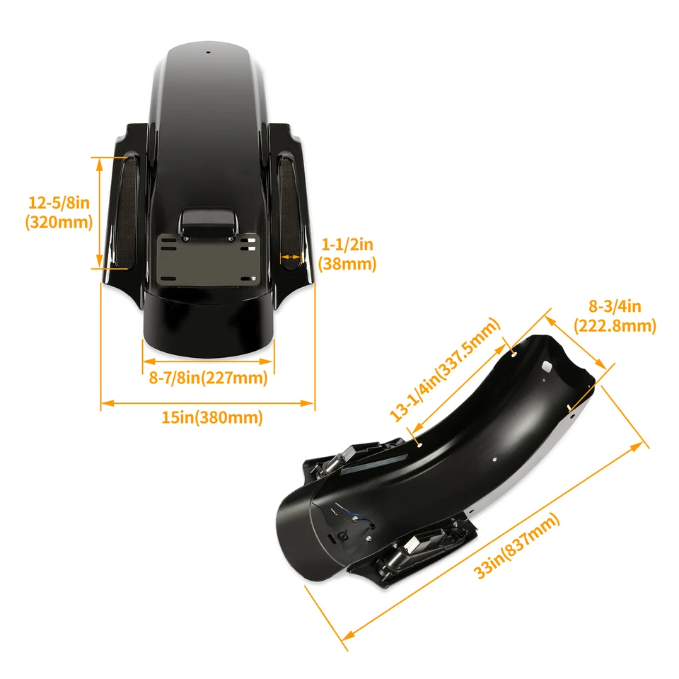 Sistema de guardabarros LED estilo CVO para Harley Touring Road Glide/Street Glide 2009-13 Foto 3 de 4