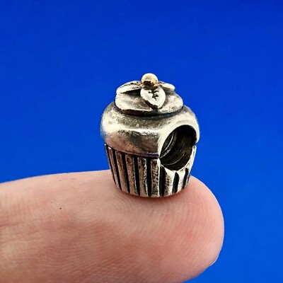 Authentic Pandora 925 Sterling Silver 14K Gold Cupcake Charm